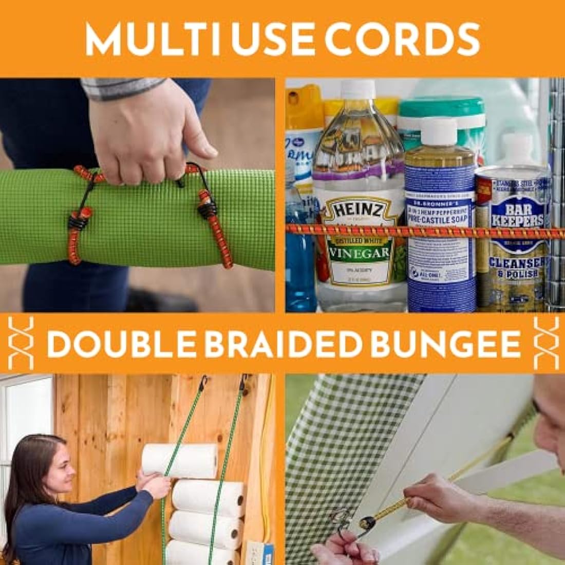 Xtremeauto Bungee Cords With Hooks 𝐉𝐮𝐦𝐛𝐨 𝐏𝐚𝐜𝐤 Of 12 Heavy Duty [𝐌𝐢𝐥𝐢𝐭𝐚𝐫𝐲 𝐆𝐫𝐚𝐝𝐞] Bungee Cord, UV Resistant Double Braided Elastic Bungee Straps For Securing Tarps Luggage Tents