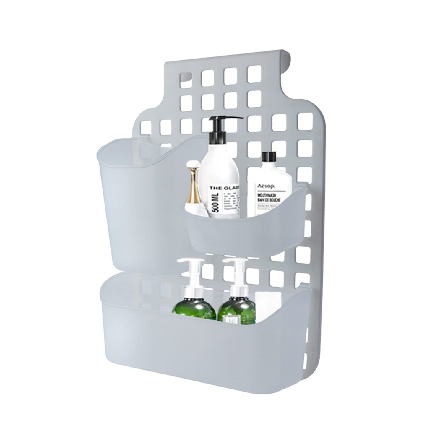 Cabinet Door Organiser Single Basket Plastic, No Drill Plastic Bathroom Shelf, Non-Rusting Storage Shelves, Shower Accessory for Bathroom Organisation