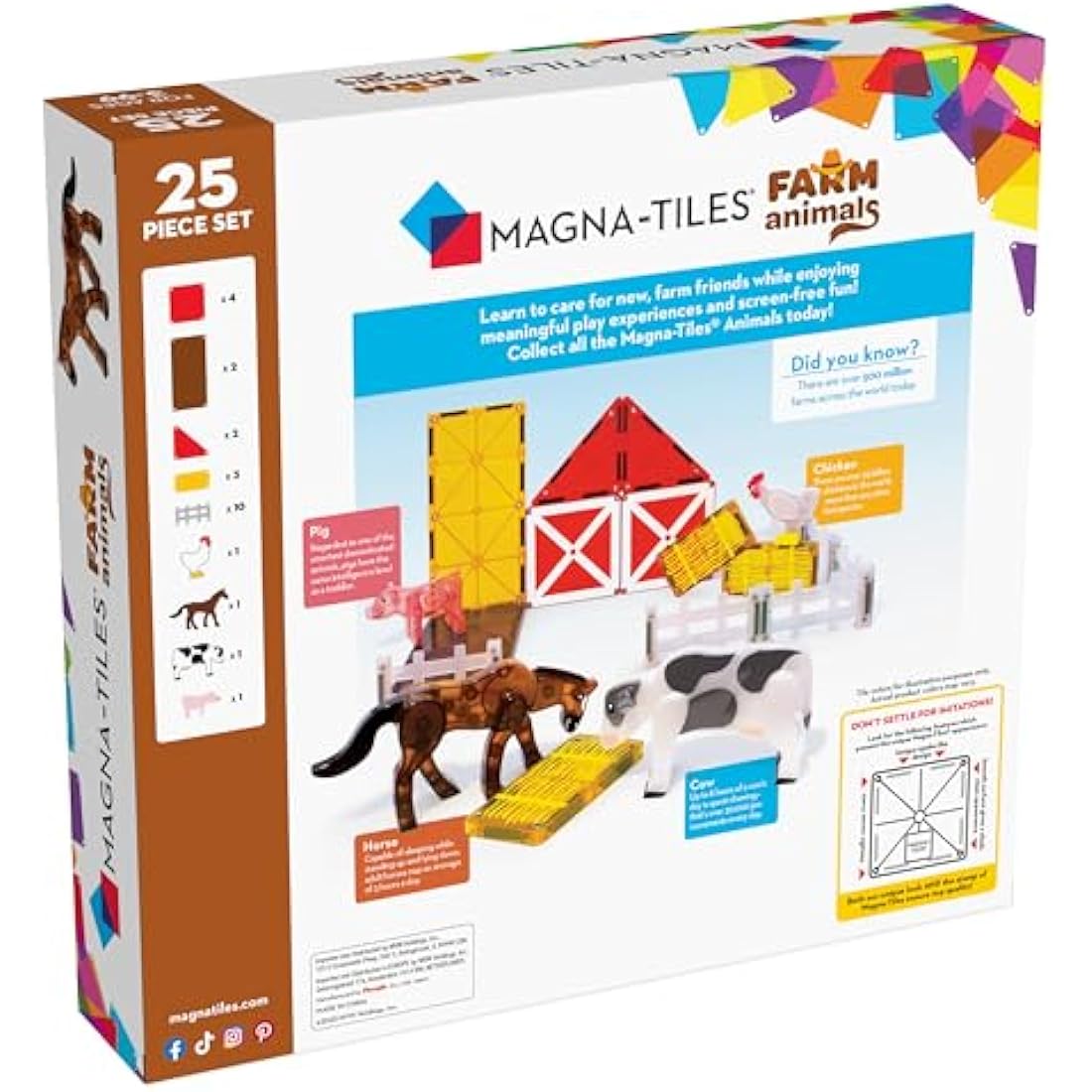 MAGNA-TILES Farm Animals 25-Piece Magnetic Construction Set, The ORIGINAL Magnetic Building Brand