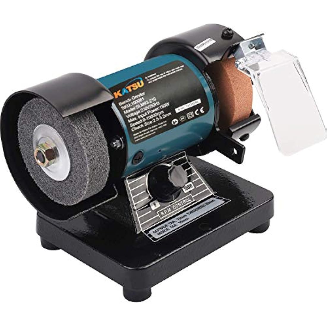 KATSU Mini Bench Grinder, 3 Inch 70mm Multi-Function Art Craft Electirc Polisher Sander Sharpener with Flexible Drive Shaft Grinding Attachment for Precise Work 100081