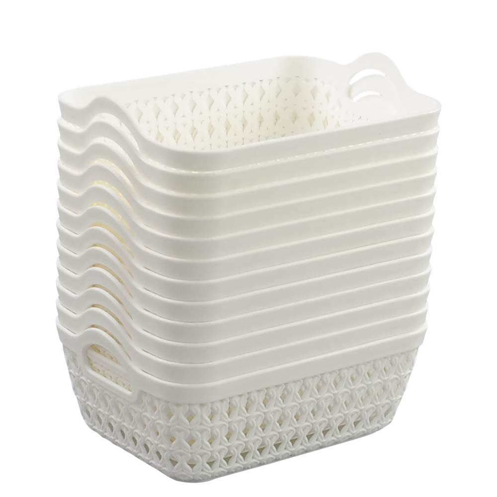 Fosly 12 Packs Mini Basket Trays for Storage, Plastic Desktop Storage Tray