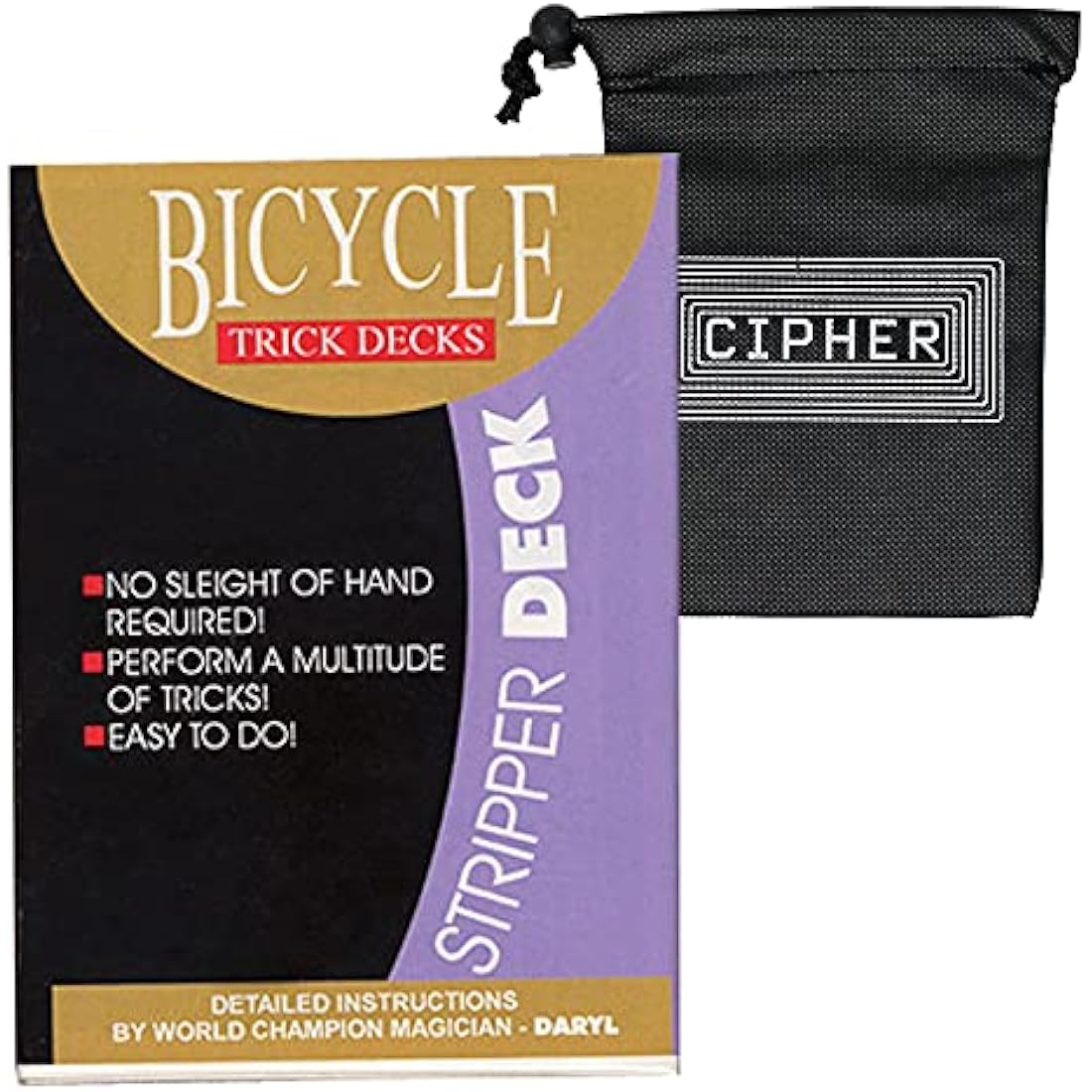 Stripper Bicycle Deck - Easy Magic Card Trick - Includes Cipher Card Bag (Blue)