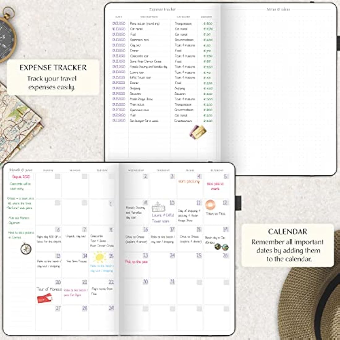 Legend Travel Planner – Vacation Itinerary Organizer – Travelling Journal for Women, Men & Couples – Traveling Log (Black)