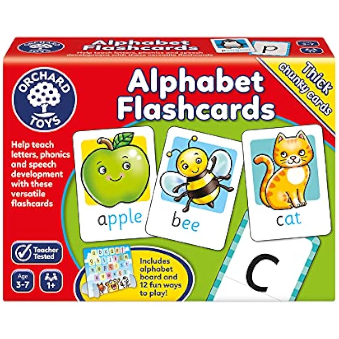 Orchard Toys Alphabet Flashcards, 26 Educational Double-sided Flashcards, Teach the Letters of the Alphabet, Perfect for Kids Age 3-7, Educational Toy, Kiwi Lime Green