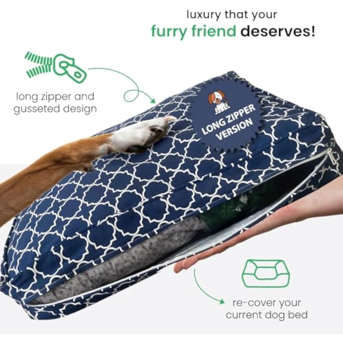 Molly Mutt Small Dog Bed Cover - Romeo & Juliet Print - Measures 22”x27”x5’’ - 100% Cotton - Durable - Breathable - Sustainable - Machine Washable Dog Bed Cover