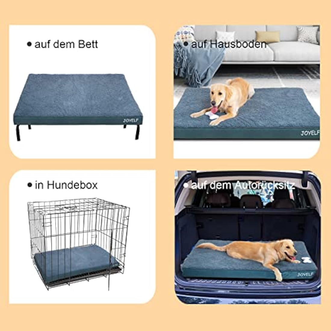 JOYELF XXLarge Dog Crate Bed - Orthopedic Dog Bed Mat, Waterproof Egg Crate Foam Pad with Removable Cover, Squeaker Toy Gift