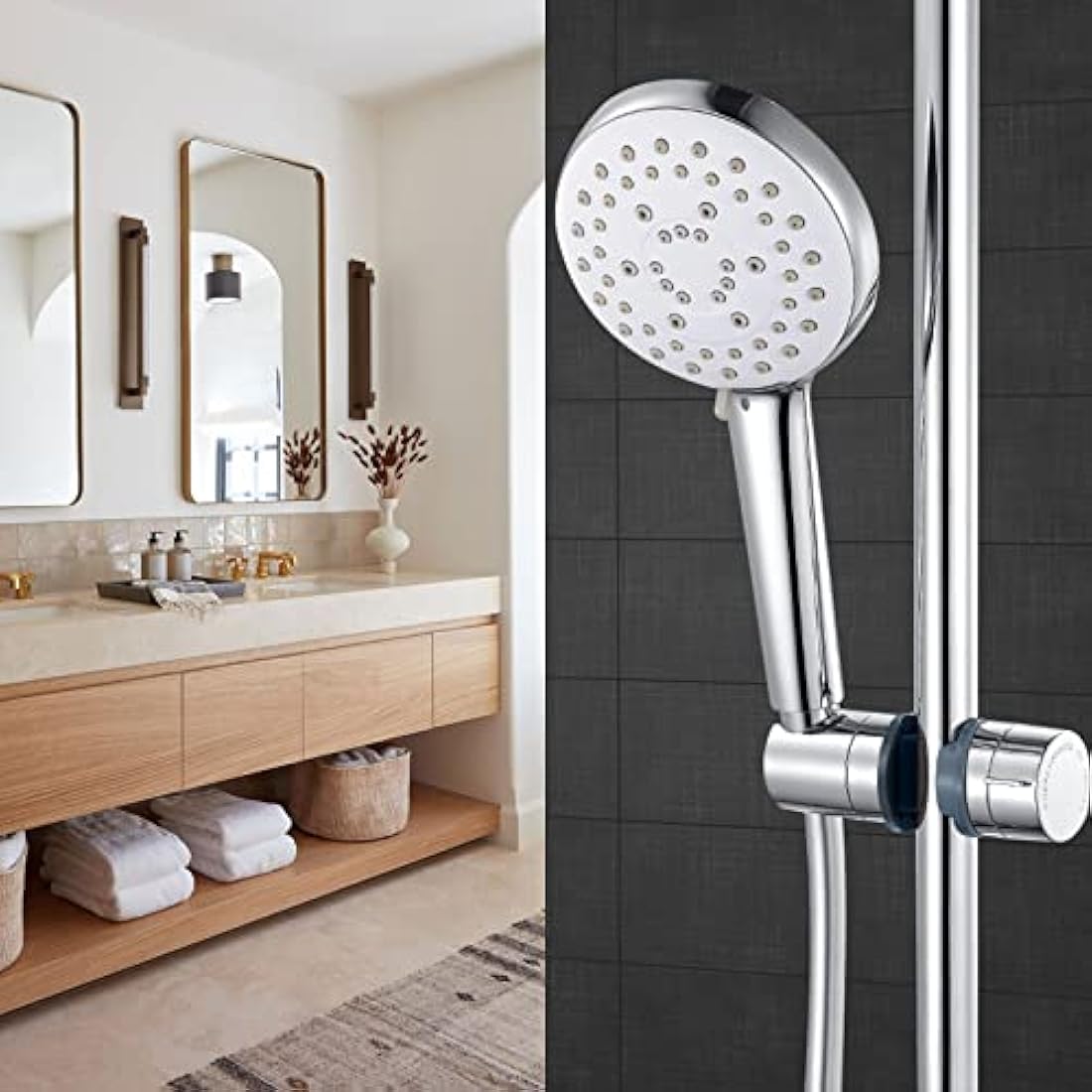 Shower Head Holders, BBLIKE Hand Shower Bracket Replacement 16-19MM Adjustable Replacement Shower Holder Chrome Plated Shower Bracket (16-19mm), Grey