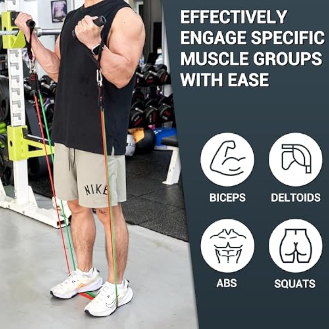 TheFitLife Exercise Resistance Bands with Handles - 5 Fitness Workout Bands Stackable up to 110/150/200/250/300 lbs, Training Tubes with Large Handles, Ankle Straps, Door Anchor, Carry Bag