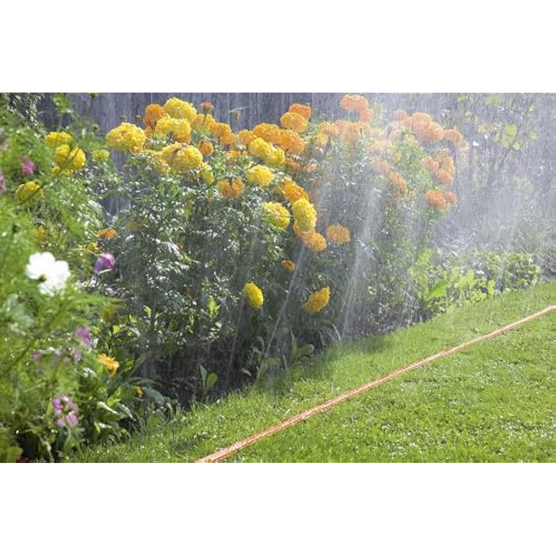 Gardena Hose Sprinkler: Sprayer for Narrow beds and Zones, Plant-Friendly fine Spray Mist, Suitable for Many Gardena Connections, Length Adjustment Possible, 15m, Orange (996-20)