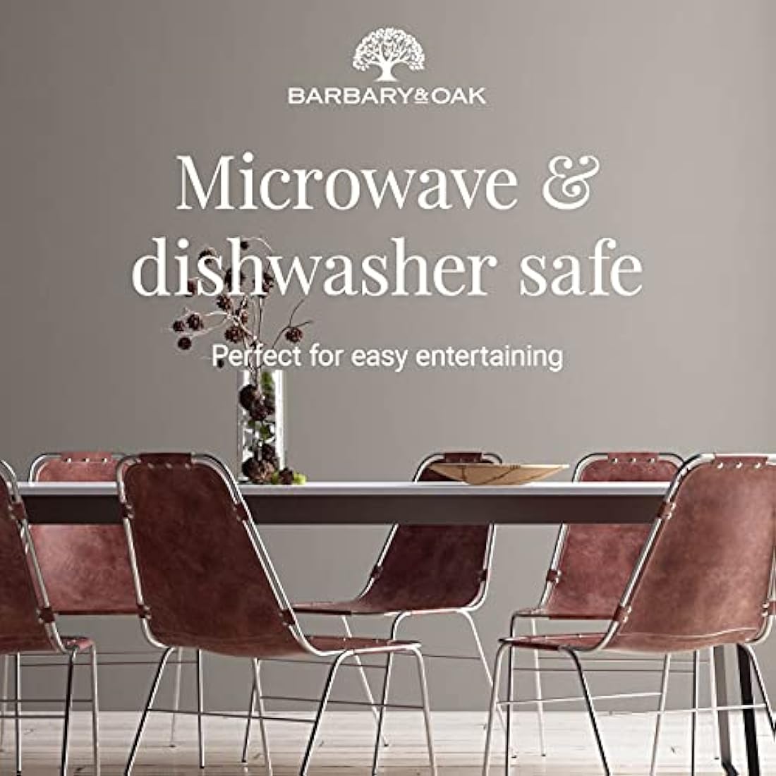 Barbary & Oak BO867005BLK Luna 16 Piece Dinnerware Set, Stoneware, Matte Black with Gloss Speckle