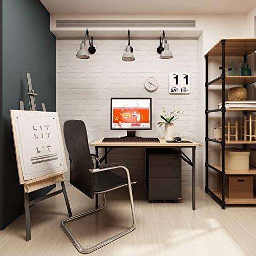 sogesfurniture Folding Table Office Study Writing Desk Computer PC Laptop Table Workstation Dining Gaming Table, No Install Needed, 100x60x75cm