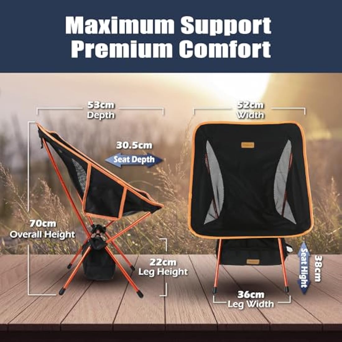 TREKOLOGY YIZI GO Camping Chair for Adult – Compact, Foldable, Lightweight 0.9 kg, 136 kg Capacity, Durable Aluminum, Quick Setup, Ideal for Backpacking, Beach, and Outdoor Adventures (Black)