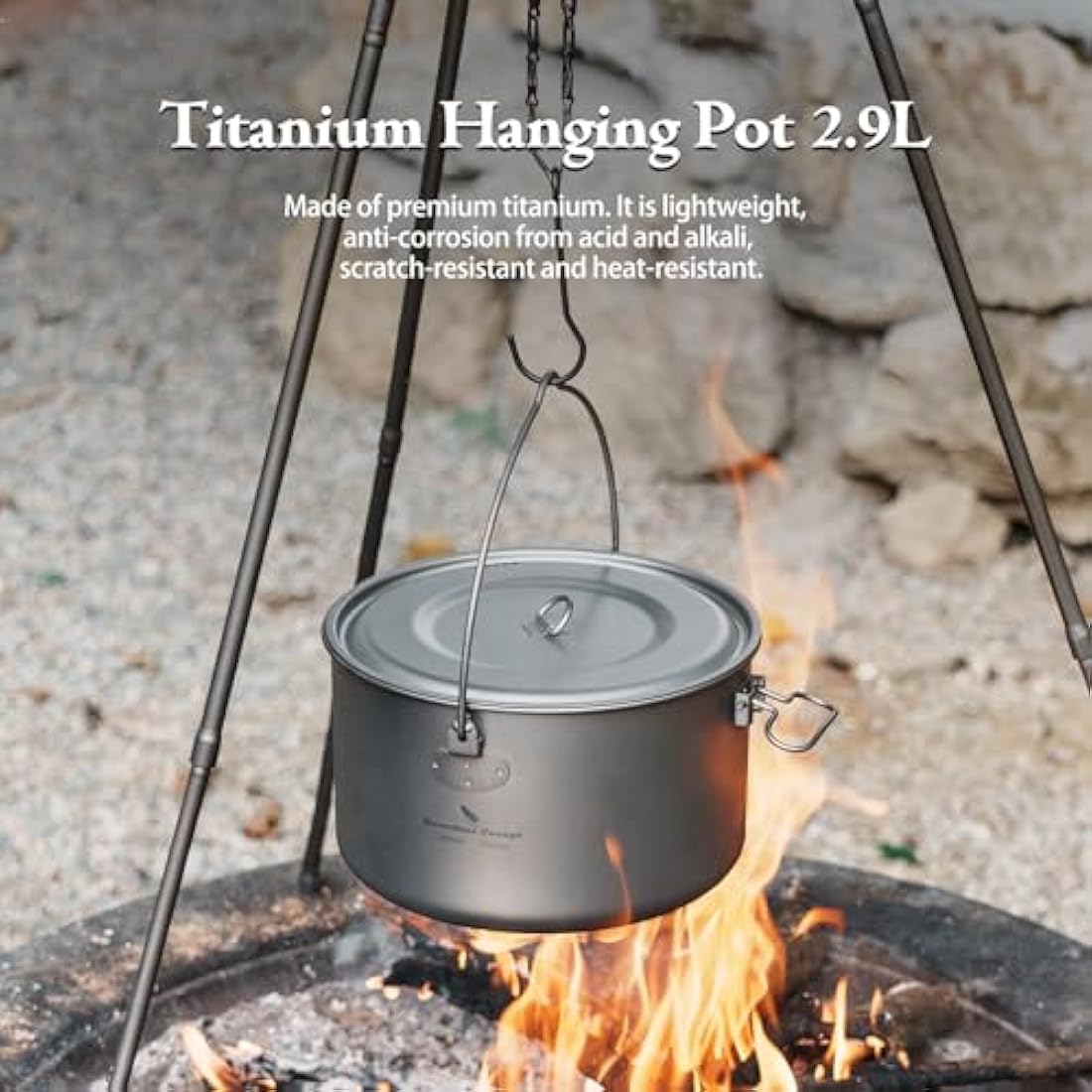 Boundless Voyage 2900ml Camping Pot Titanium Pot with Lid Folding Bail Handle Camping Hiking Picnic Ultralight Portable Cookware 2045C