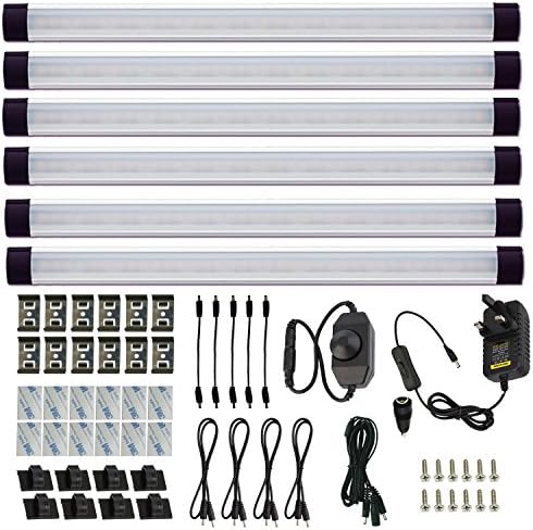 AlBOO Under Cabinet Kitchen Lights Wired LED 6000K Dimmable, 28cm Under Cupboard Kitchen Lights 12V Plug in with Mains