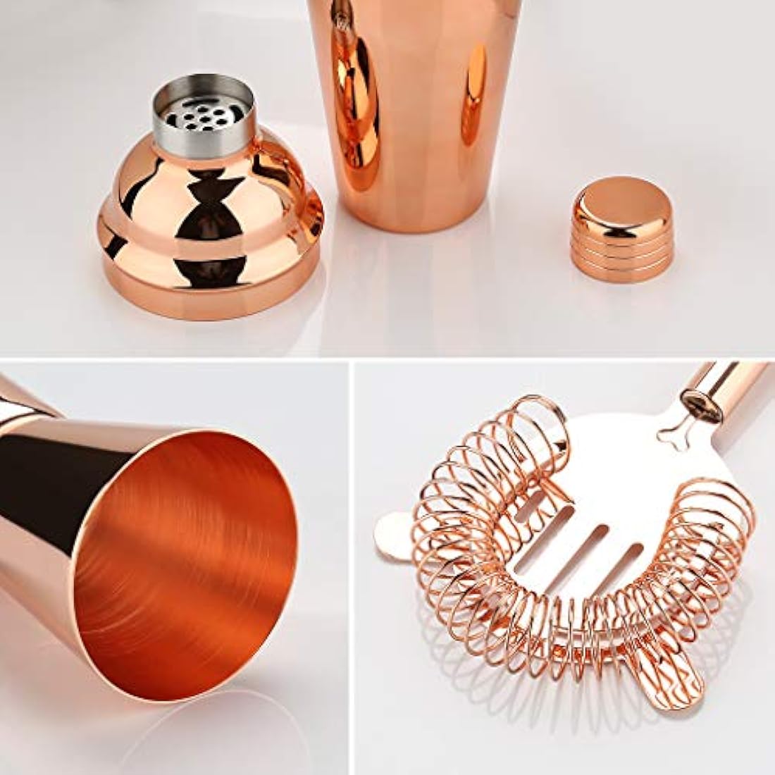 Cocktail Shaker Making Set: 16pcs Bartender Kit with Semicircle Eco Bamboo Stand - Stainless Steel Bar Tool Set Scandinavian Style Home DIY Kit