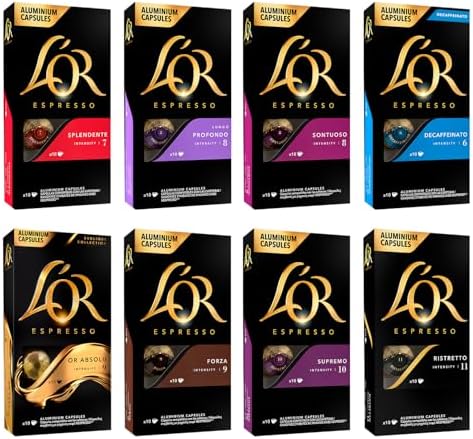 L'OR Favourites Assortment - Nespresso Compatible Coffee Pods (Pack of 8, Total 80 Drinks)