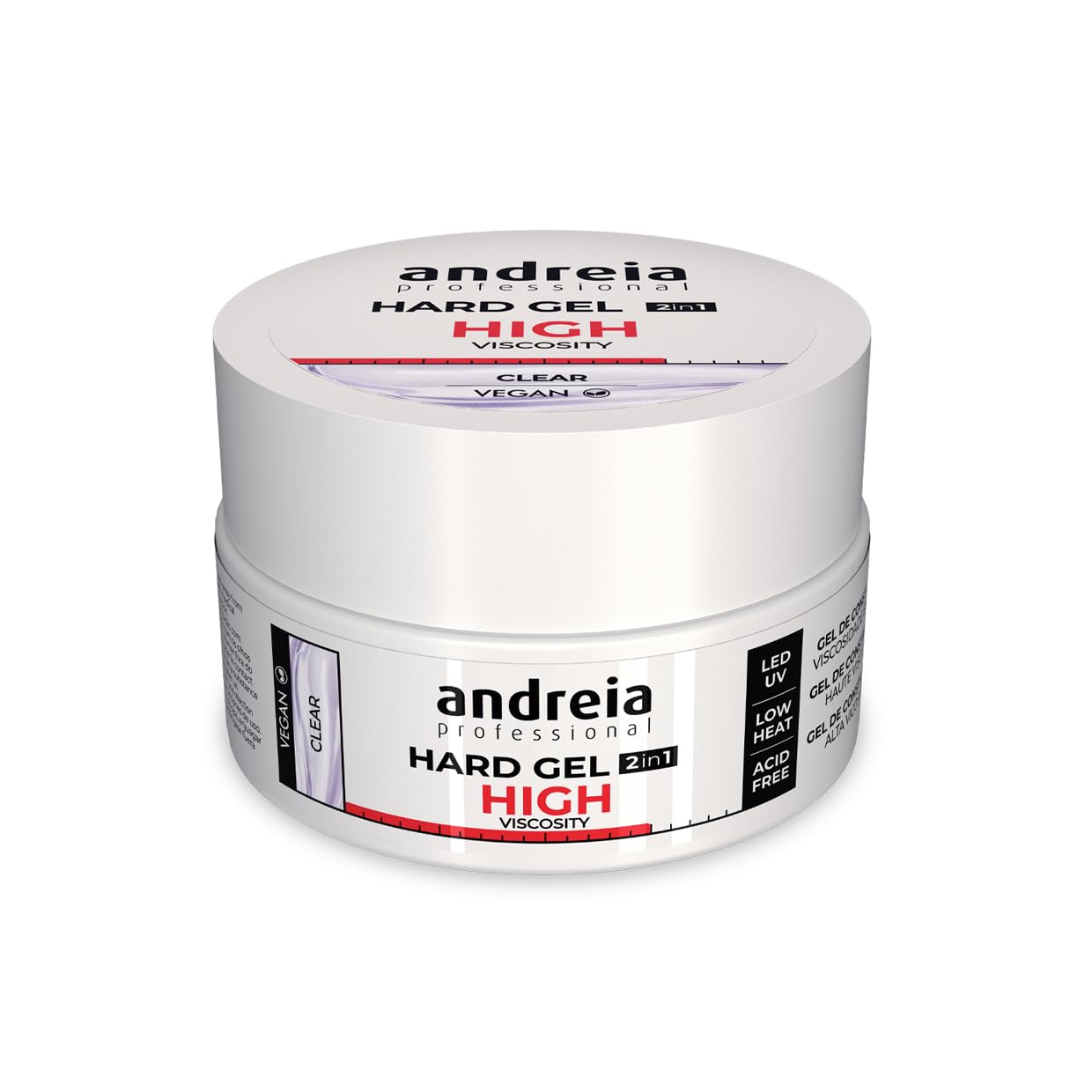 Andreia Professional Hard Nail Gel Biphasic 2 in 1 LED et UV Gel Nail Builder - High Viscosity for Hard Strong Nails Tips and Extensions - Colour