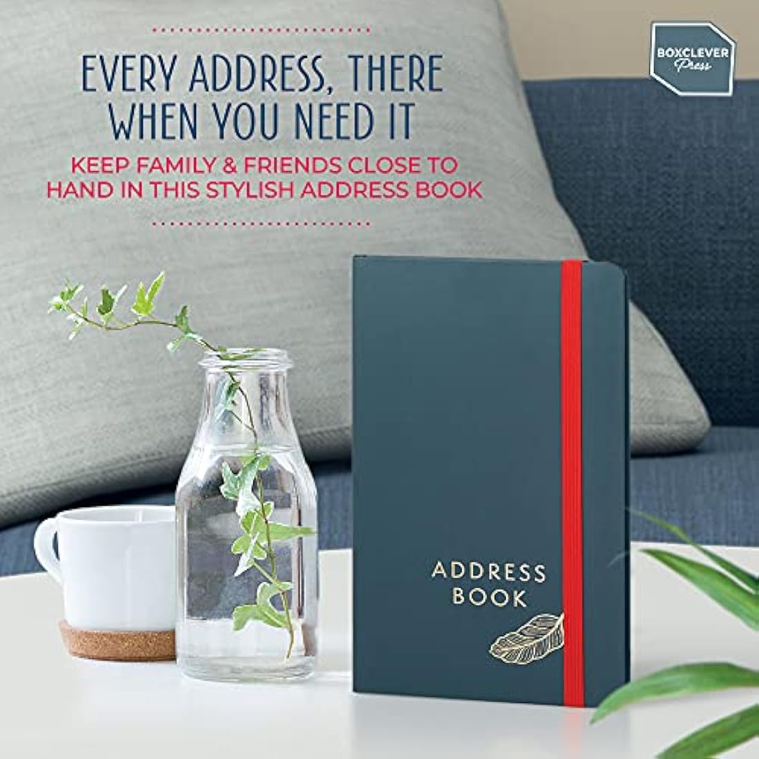 Boxclever Press Small Address Book with 432 Spaces. Address Books with Alphabet Index hardback, Pocket & Change of Address Labels. Perfect Gifts for Women 21 x 13 cm