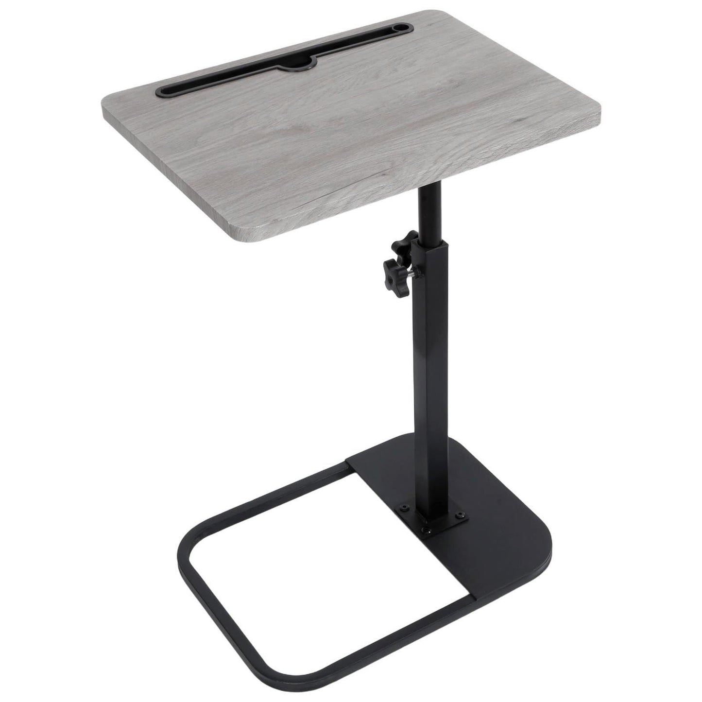 Kiss Me TV Tray Table Small Adjustable Height C Shaped End Side Table Gray