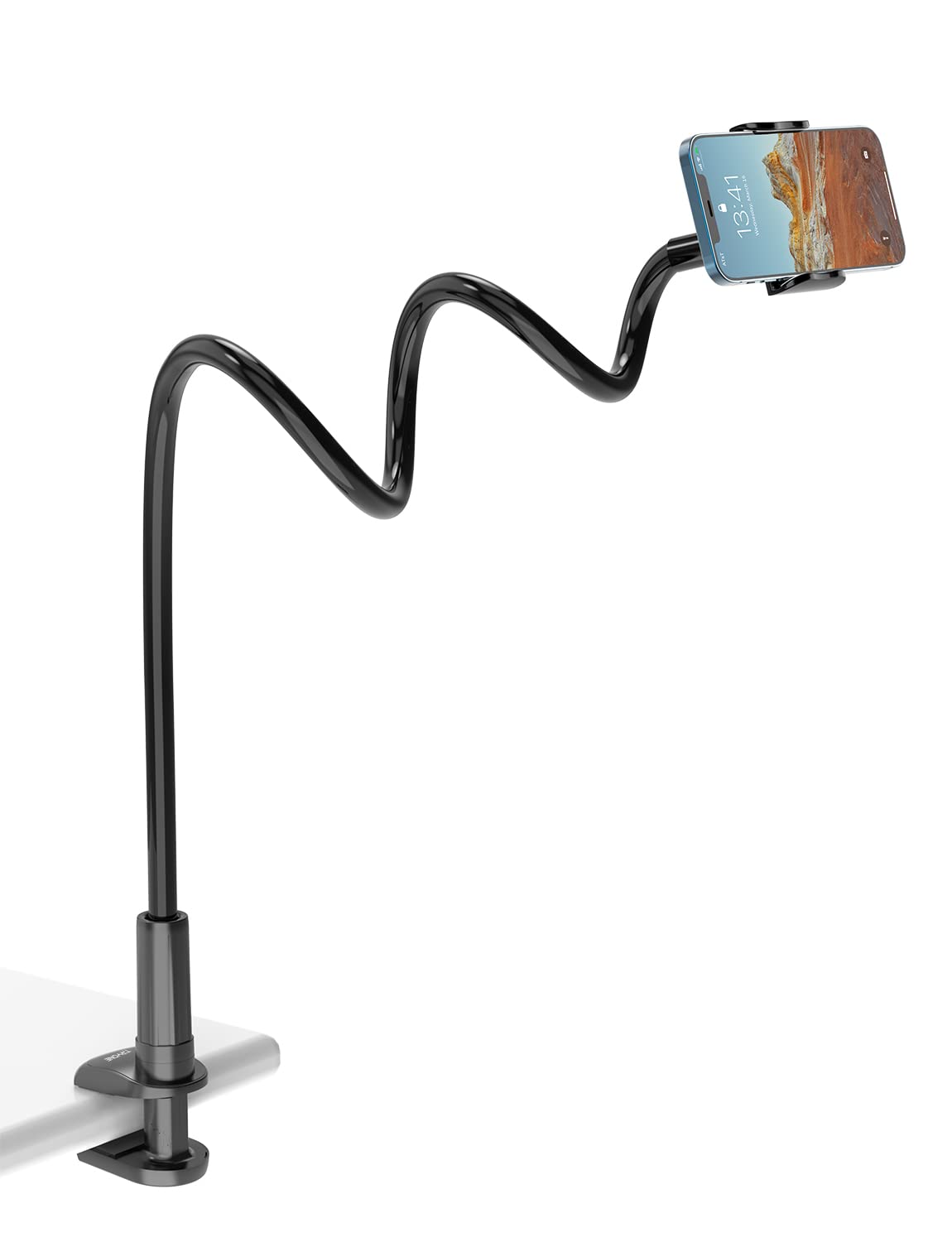 TRYONE Gooseneck Phone Holder Stand for Bed Flexible Long 35-inch Arm Mobile Phones Mount Clamp on Desk Compatible with iPhone 16 15 14 13 12 11Pro
