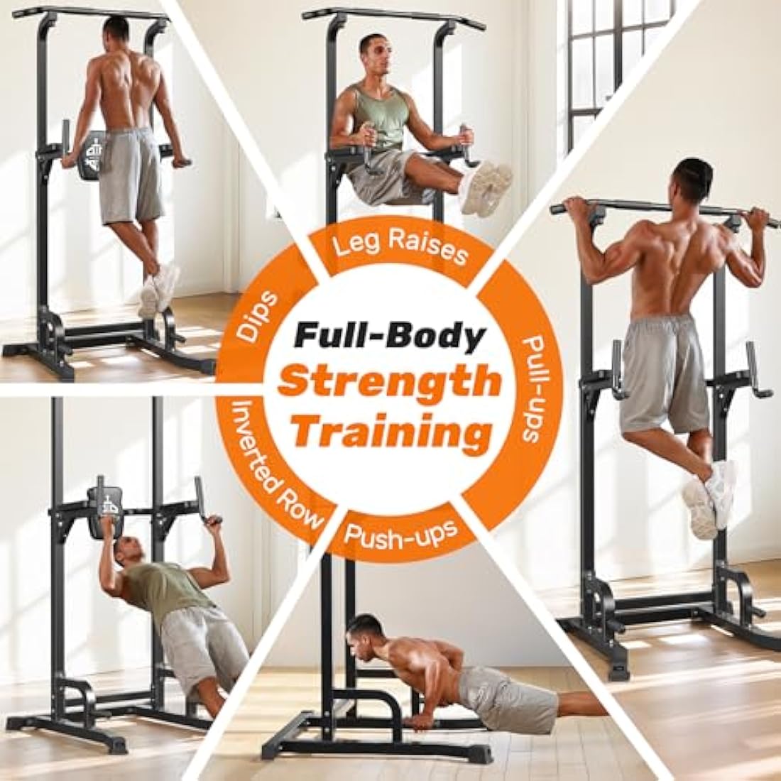 Sportsroyals Pull up Bar, Multi-Function Power Tower Dip Station with Upgraded Adjustable Foot Cover Equipment for Home Gym,400LBS
