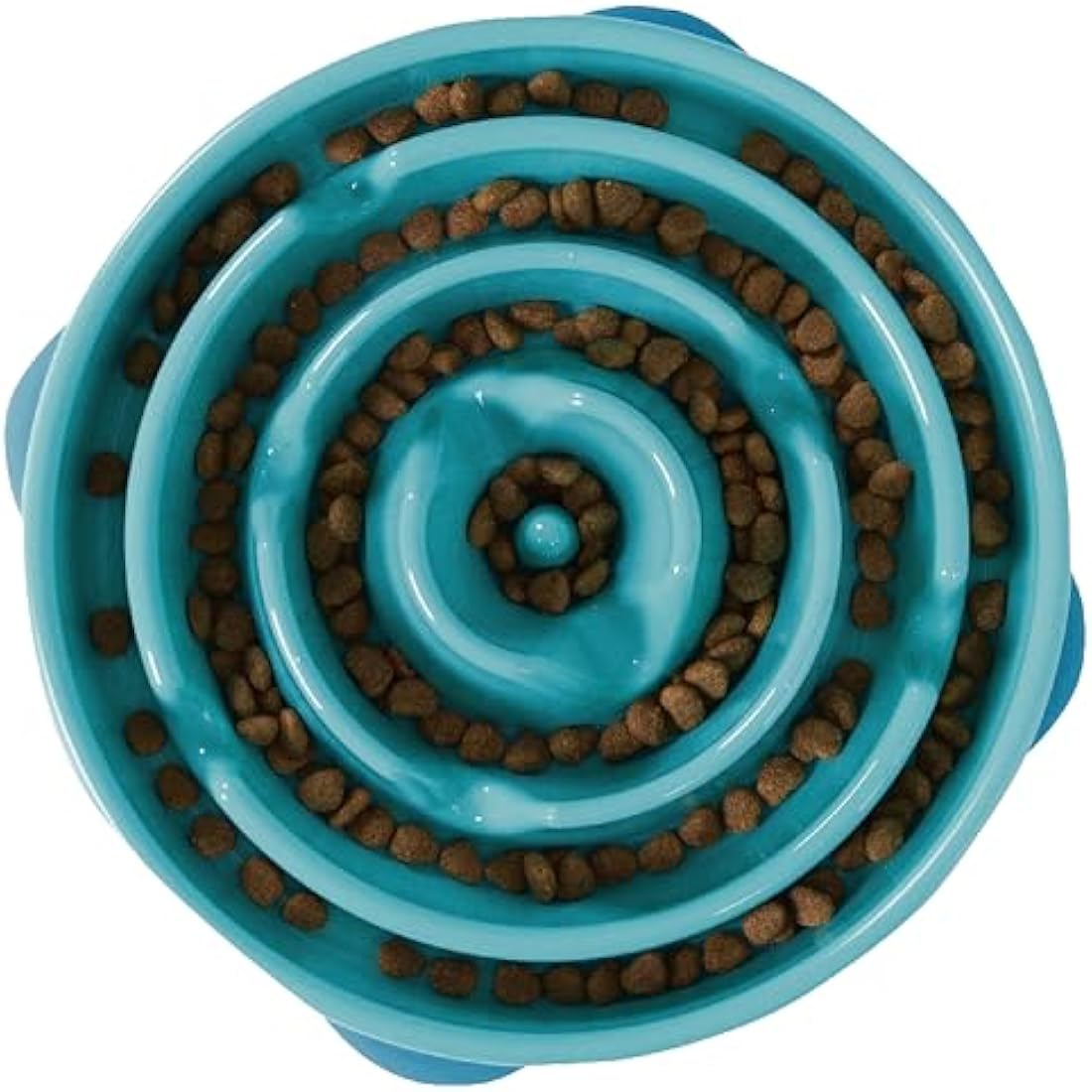 Outward Hound Slow Feeder Dog Bowl - Makes Meal Time Fun, Slows Down Eating, Promotes Healthy Digestion, Prevents Bloat | Slip Resistant and Durable, Food and Water Bowl, Size Large (Turquoise)