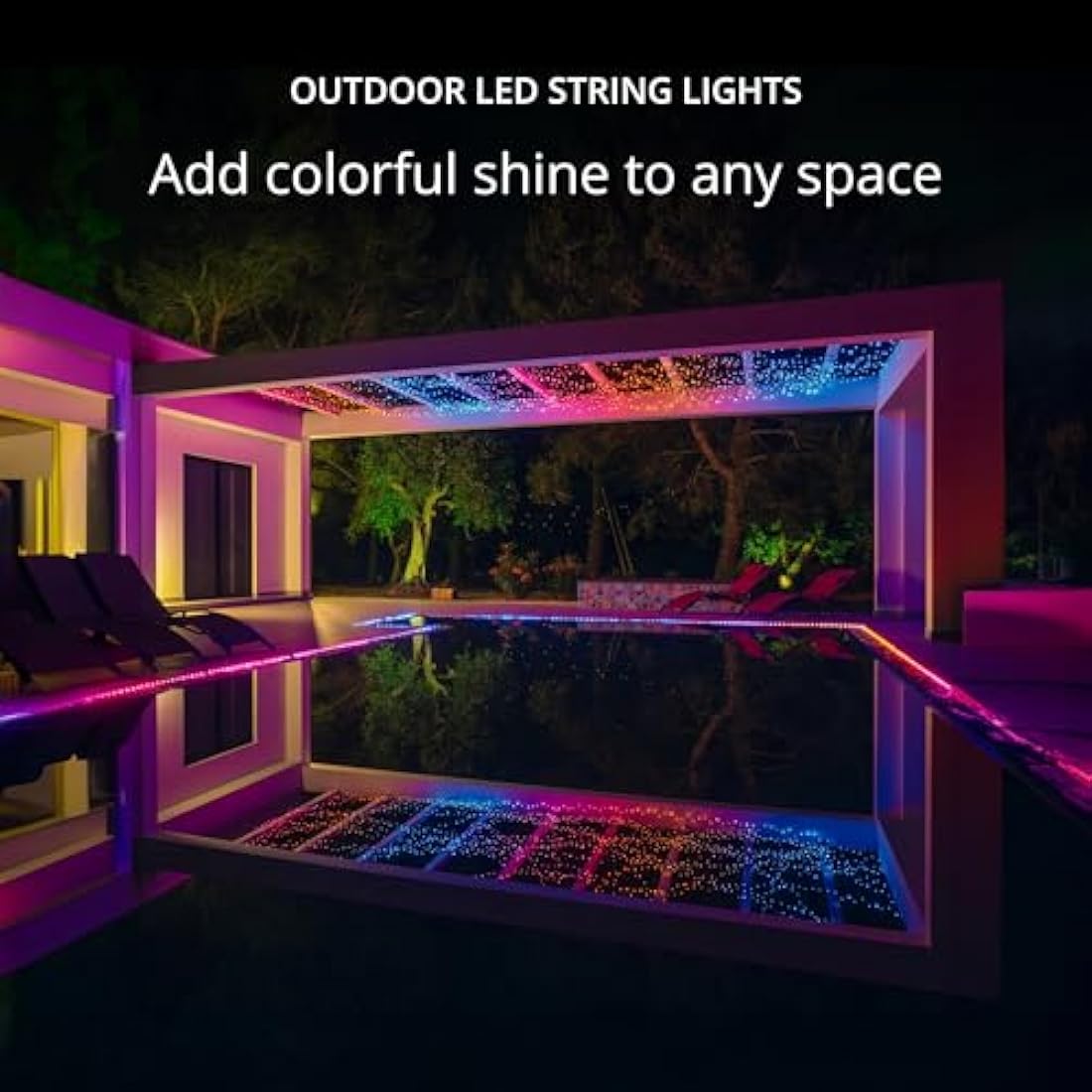 Twinkly Strings 100 LED RGB, LED Light String for in- and Outdoor, Christmas Lights, Smart LED Lights, Mappable LEDs, Compatible with Alexa and Google Home, IP44, Controlled by App, Black Wire, 8m