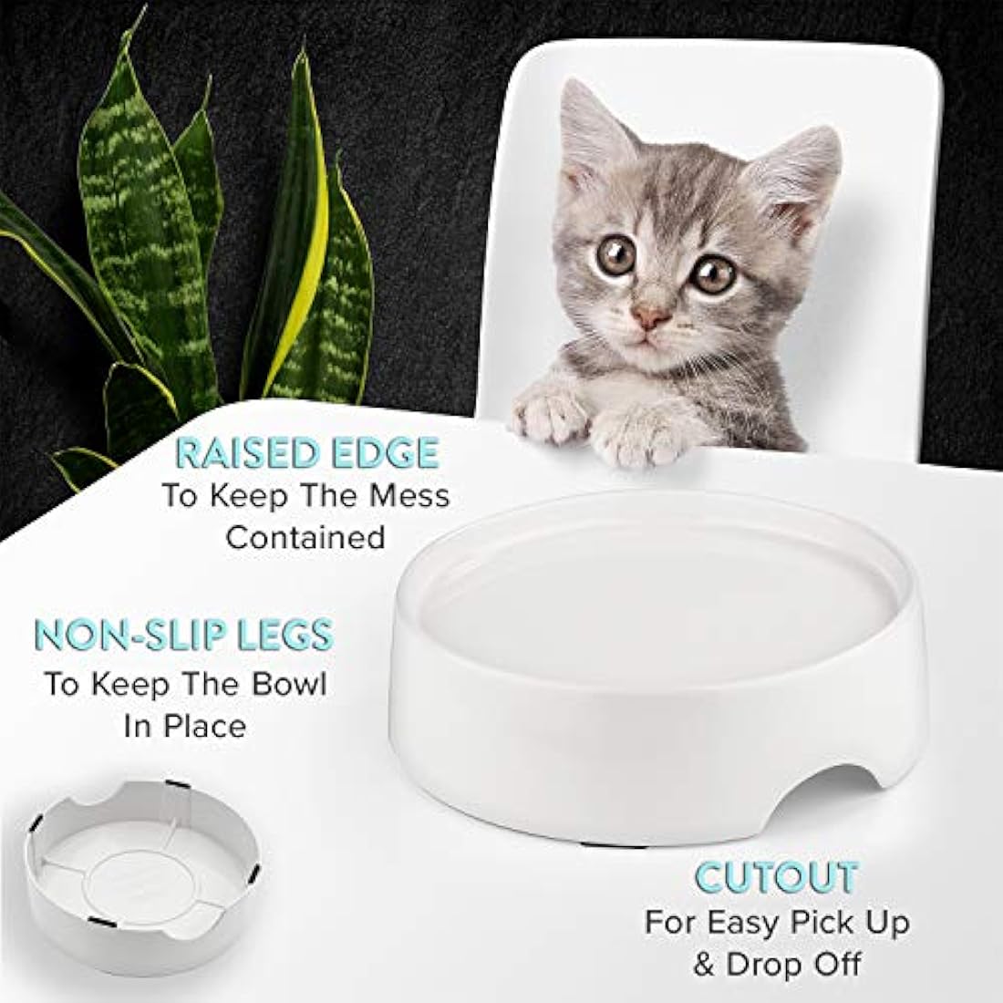 CatGuru Food Table for Cat Bowl, Non Slip Pet Feeding Station for Cat Food Bowls, Raised Stand for Food and Water Cat Bowls, Elevated Cat Feeder, Stress Free Pet Dish Stand