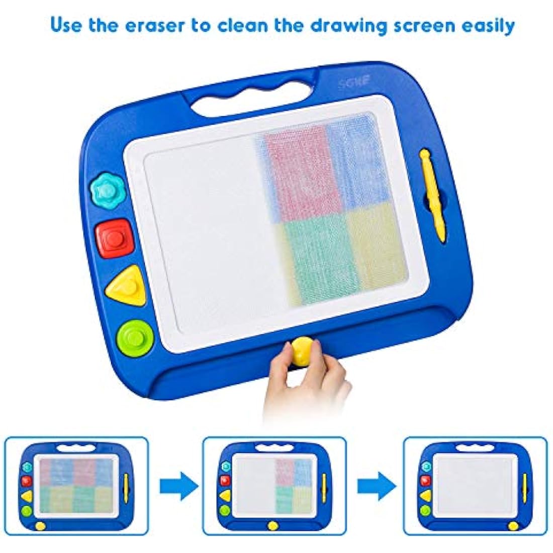 SGILE Large Magnetic Drawing Board - Erasable Scribble Board Colorful Magna Doodles Writing Pad Learning toys for Kids Children Toddlers, 41.5×32.5 cm, Blue