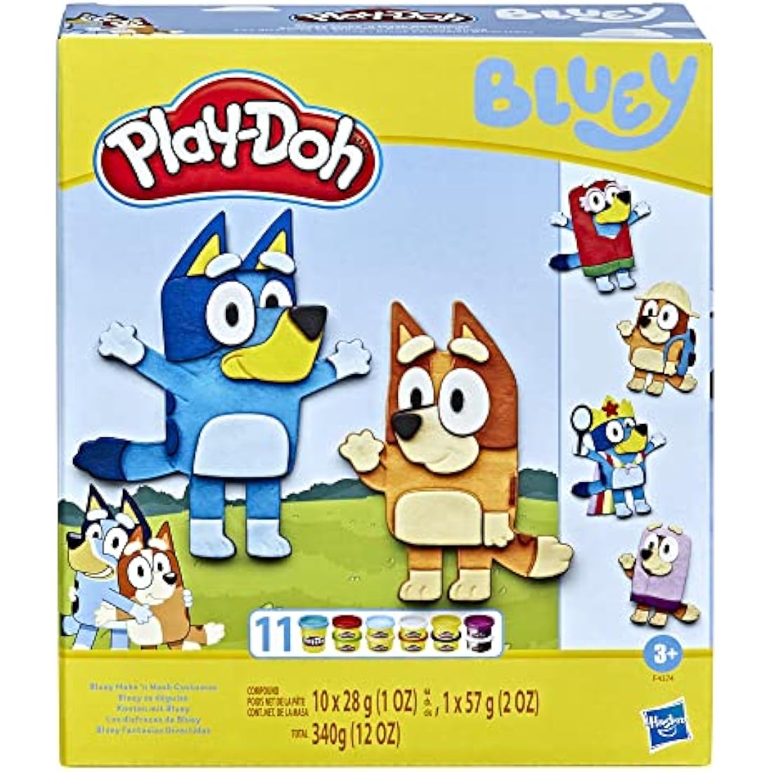 Play-Doh Bluey Make ’n Mash Costumes Playset for Toddlers, Non-Toxic Modelling Compound Set with 11 Cans, Creative Toys for 3+ Year Old Kids
