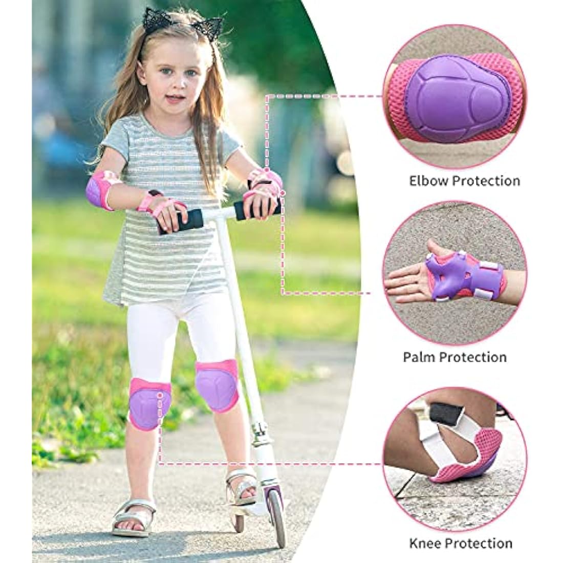 RUNDONG Kids/Youth Knee Pads Elbow Pads Wrist Guards 3 in 1 Protective Gear Set for Child Roller Skates, Cycling, Inline Skating, Scooter Skateboard, BMX Bike, Riding, and Multiple Outdoor Sports