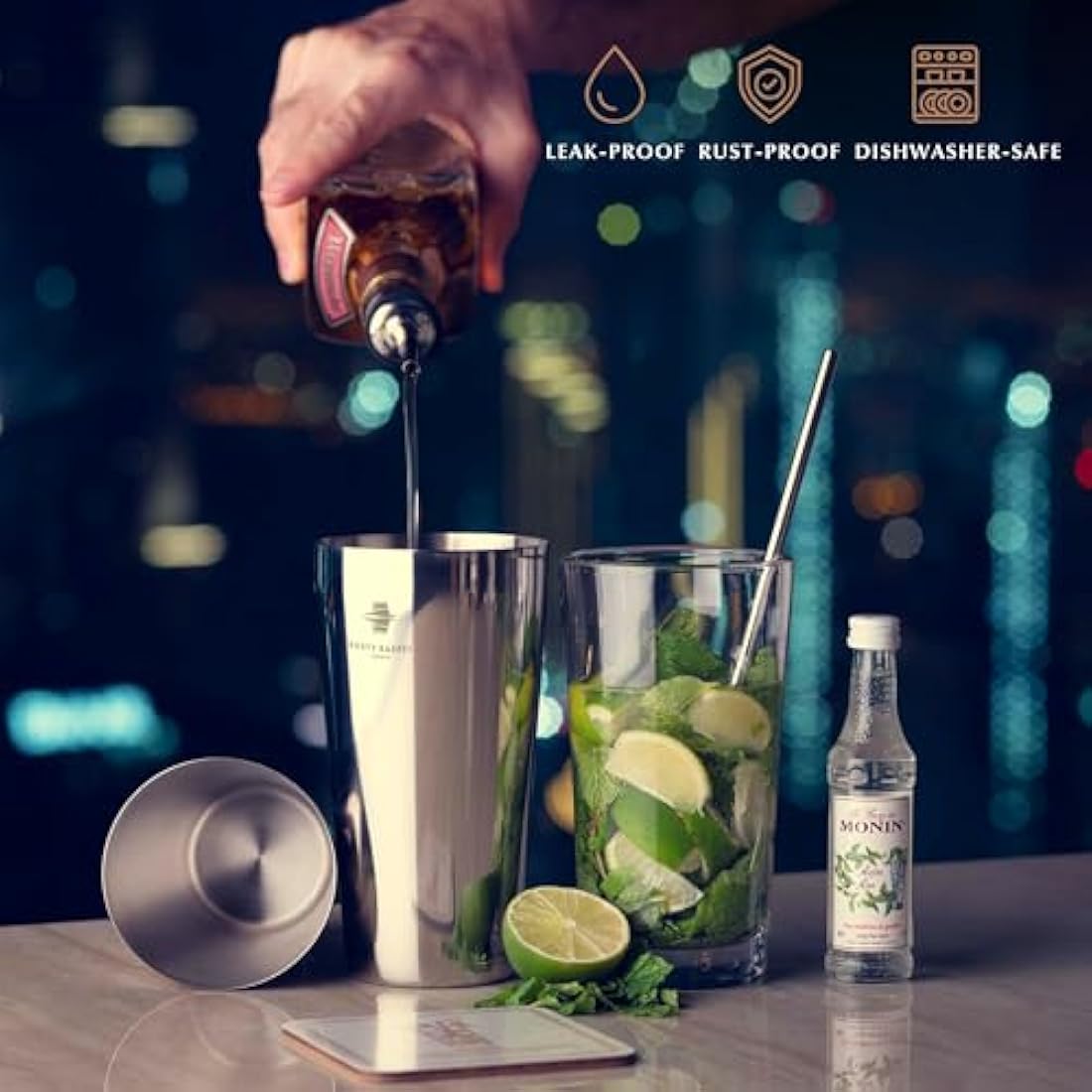 Rusty Barrel Cocktail Making Kit - Beautifully Presented Cocktail Shaker Set - Premium Cocktail Set with Cocktail Shaker and Bar Accessories for Home Pub - Cocktail Gift Set in a Beautiful Gift Box