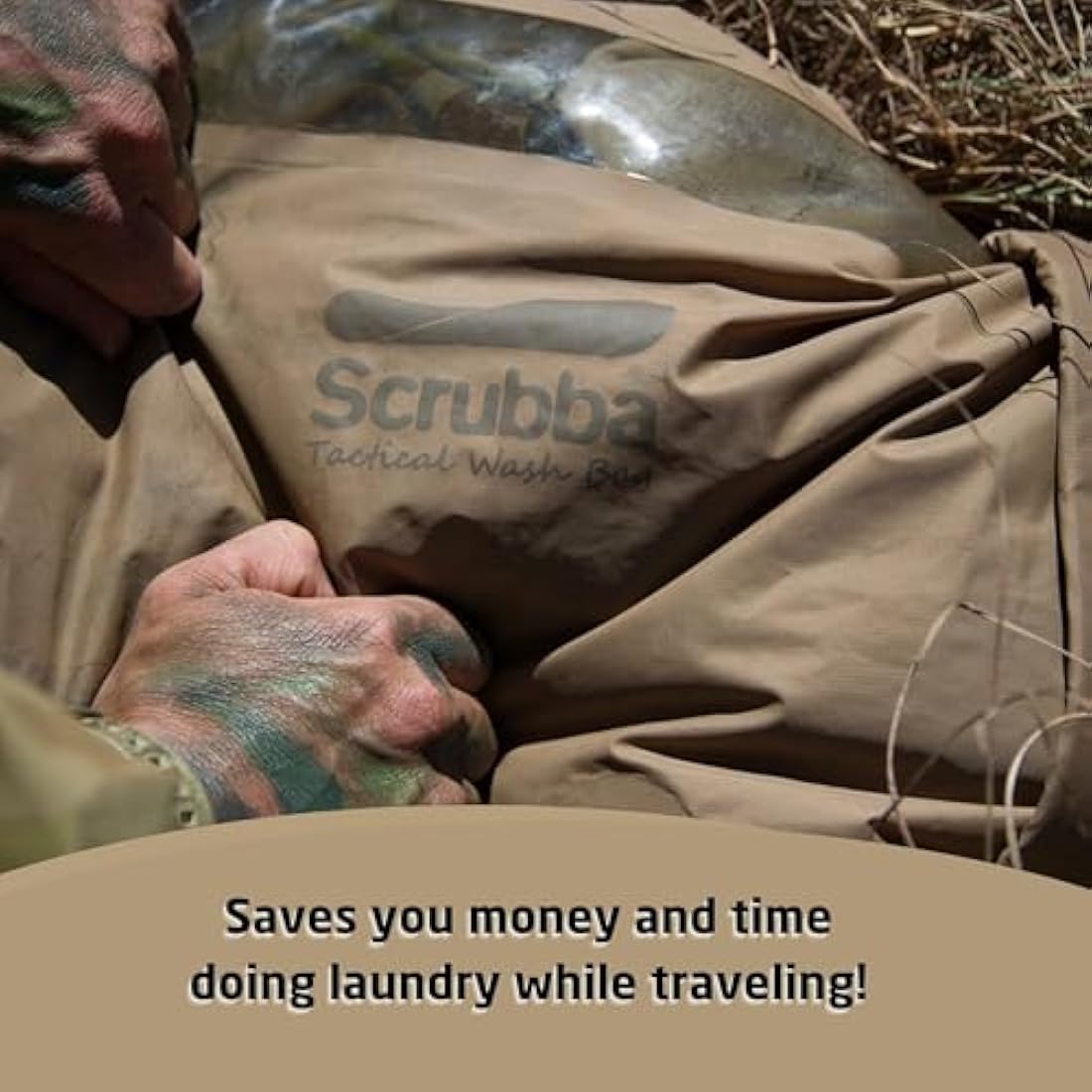 Scrubba TACTICAL Wash Bag Portable Washing Machine – Rugged Manual Clothes Washer for Camping, Travel & Deployment – Durable, Compact & Lightweight – Use with Laundry Detergent or Hand Soap – 160g