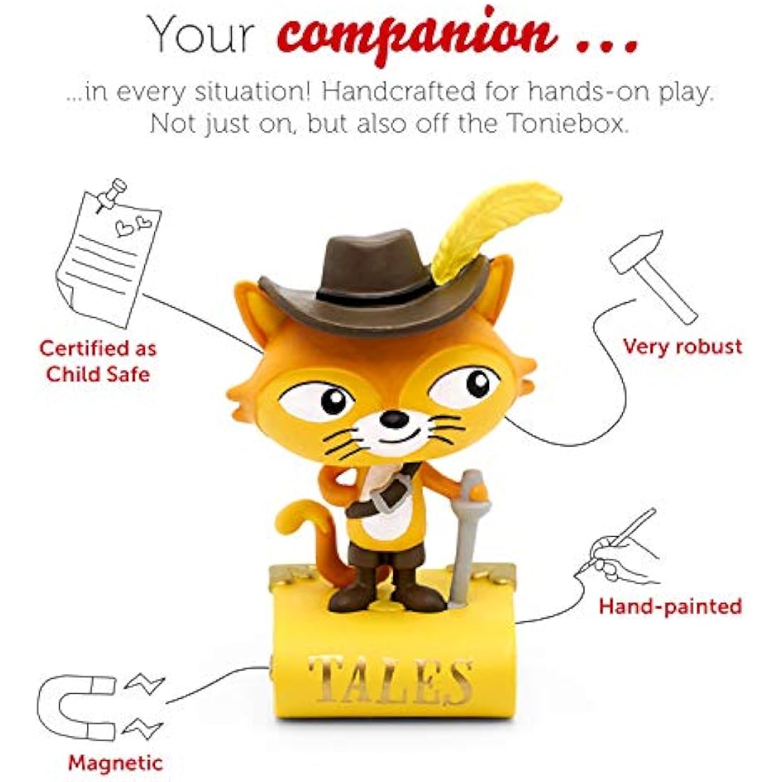tonies Audio Character for Toniebox, Puss in Boots and Other Fairy Tales, 5 Magical Fairytale Stories for Use with Toniebox Music Player for Kids (Sold Separately)