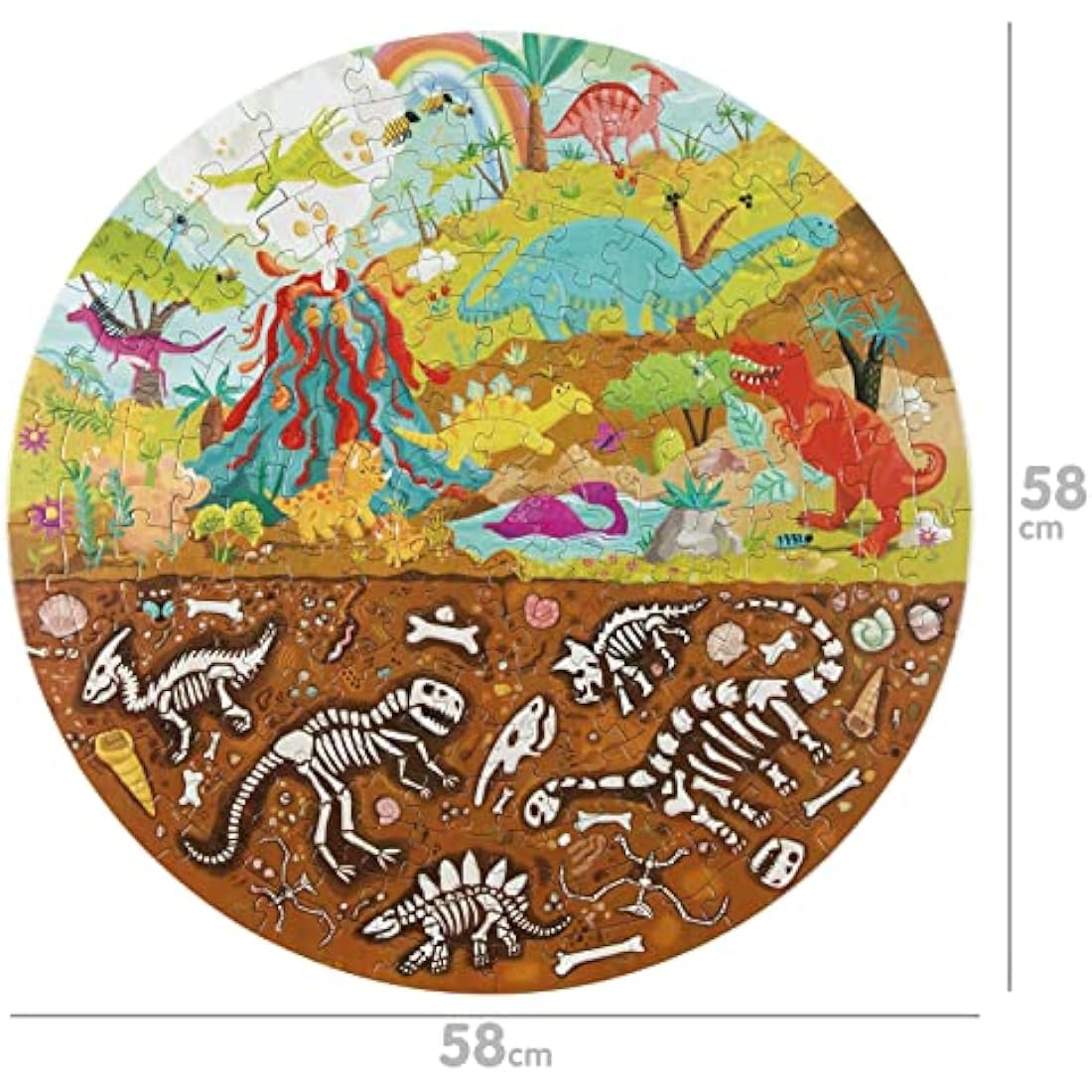 Boppi puzzles for 5+ year olds / 150 Piece Round Circle Jigsaw Puzzles for Kids Aged 5-8 Made with 100% Recycled Card – Dinosaur