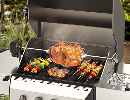 onlyfire BRK-6057 Universal Rotisserie Kit with Spit Rod Supports for Almost BBQ Grill, 4W Electric Motor for UK(73cm long)