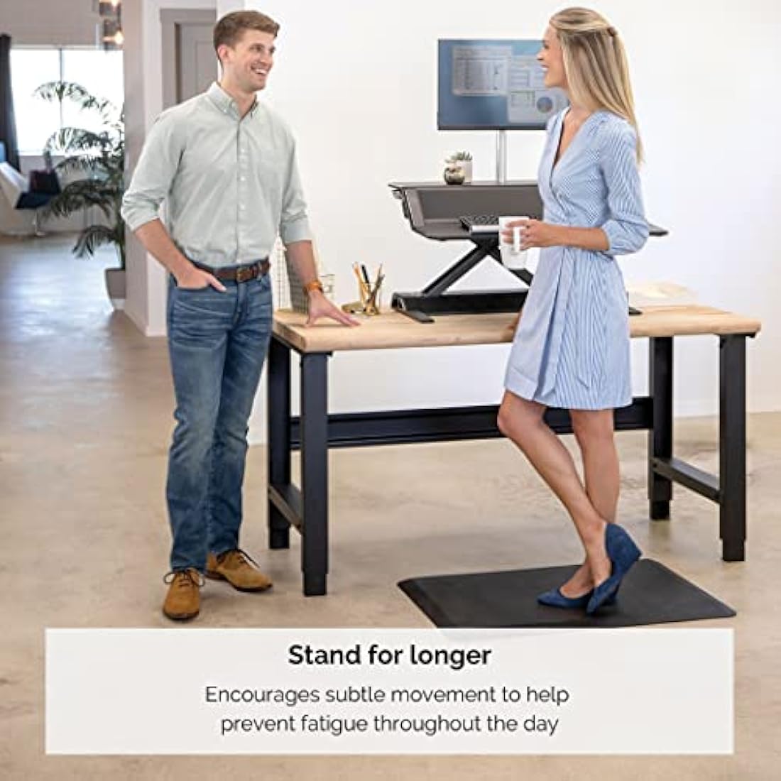 Fellowes Everyday Anti Fatigue Standing Mat - Ergonomic Sit Stand Desk Mat for Use in Work or the Home Environment - H1.91 x W91.44 x D60.96cm - Black