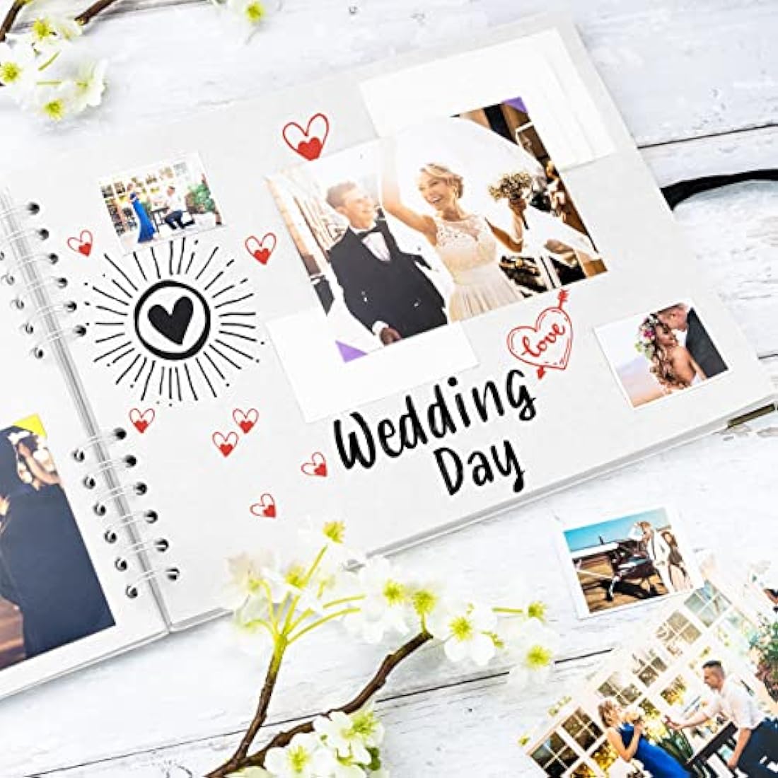 Bstorify Square Scrapbook Photo Albums 50 Pages (28 x 22 cm) White Thick Paper, Hardcover, Metal Corners, Ribbon Closure - Ideal for Your Scrapbooking Albums, Art & Craft Projects (White, 28 x 22 Cm)