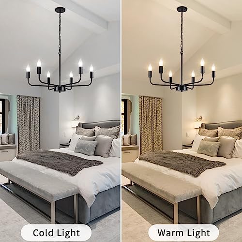MRHYSWD Black Chandeliers Ceiling Lights Living Room, 6 Lights Pendant Light Fitting Industrial Ceiling Lighting for Kitchen Dining Room Bedroom Hall, Height Adjustment, E14 Bulbs (Exclude)