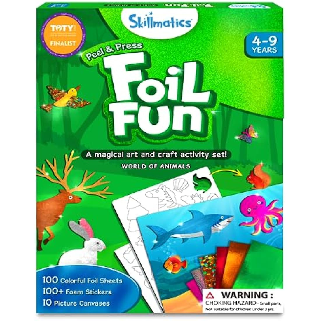 Skillmatics Foil Fun - Animals, No Mess Art for Kids, Travel Toys, Craft Kits, DIY Creative Activity, Gifts for Boys & Girls Ages 4, 5, 6, 7, 8, 9