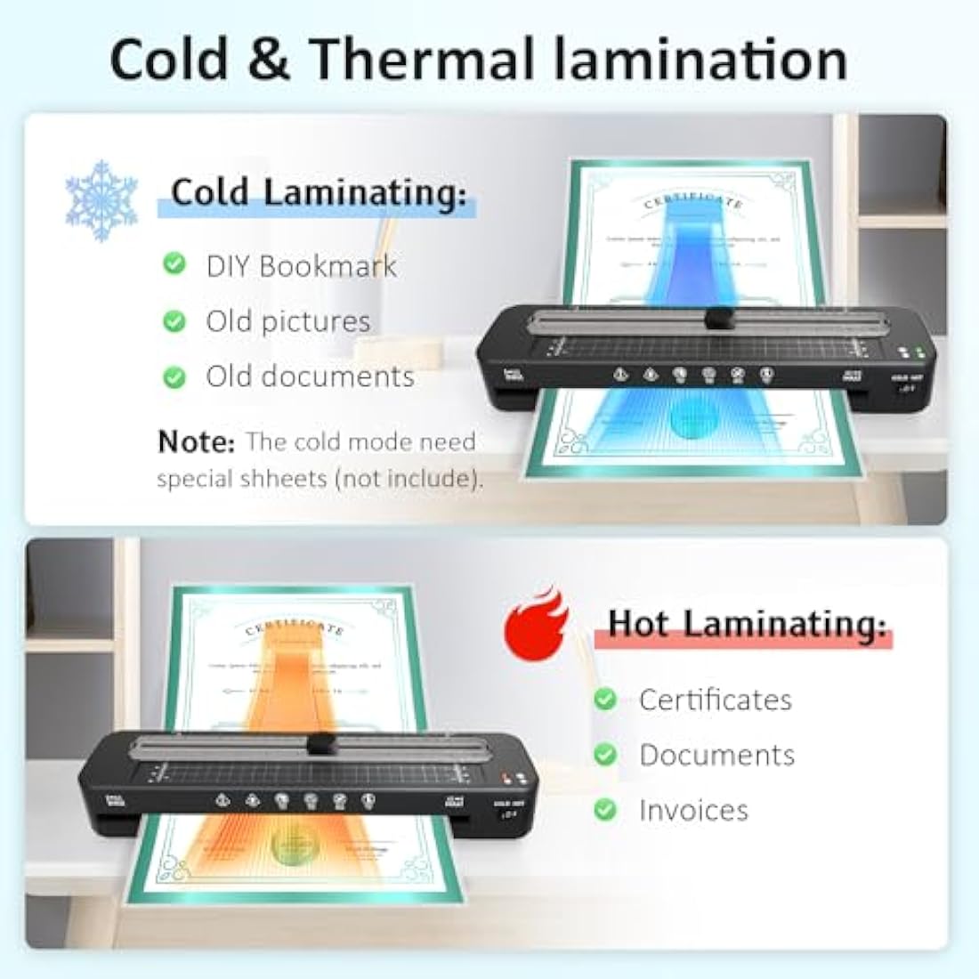 A3 Laminator Machine with 30 Laminating Sheets for A3/A4/A5/A6, Built-in Paper Cutter & Corner Rounder, Cold & Thermal Laminator for Classroom, Home Office, School