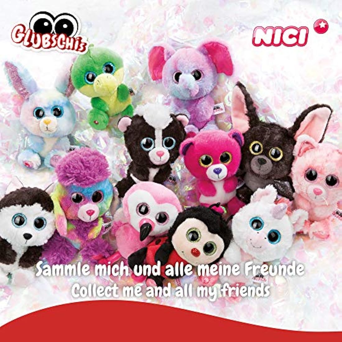 Nici 45550 Glubschis Schlüsselanhänger Waschbär Clooney 9cm Keyring Racoon, Animal Print, Colour: Pink/White, 9 cm
