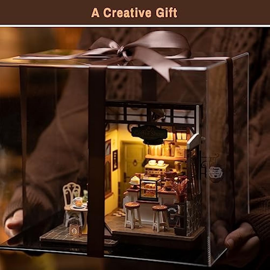 Rolife Model Kit NO.17 Café Shop-DIY Miniature House Kit For Adults Mini House Building Kit Dollhouse Model Home Desk Decoration Gift Idea DG162