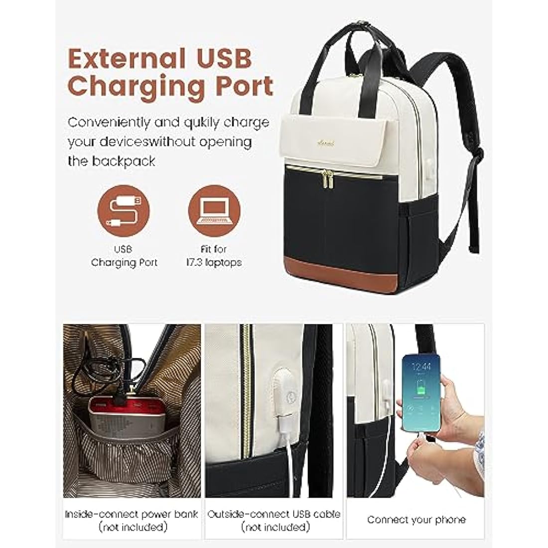 LOVEVOOK Laptop Backpack Women, 17.3 Inch Large Rucksack Bag for Womens, Work Bag Travel Backpack with USB Charging Port, Lightweight Daypacks Back Pack for Office Teacher Nurse College