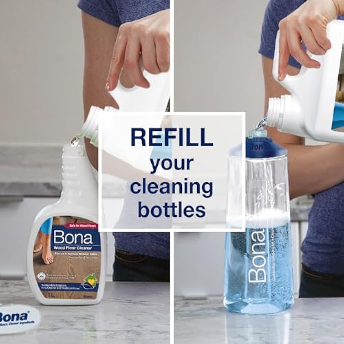 Bona Wood Floor Cleaner Liquid, Wooden Floor Cleaner, for Varnished or Hard Waxed Wood Floors, 4 Litre Refill