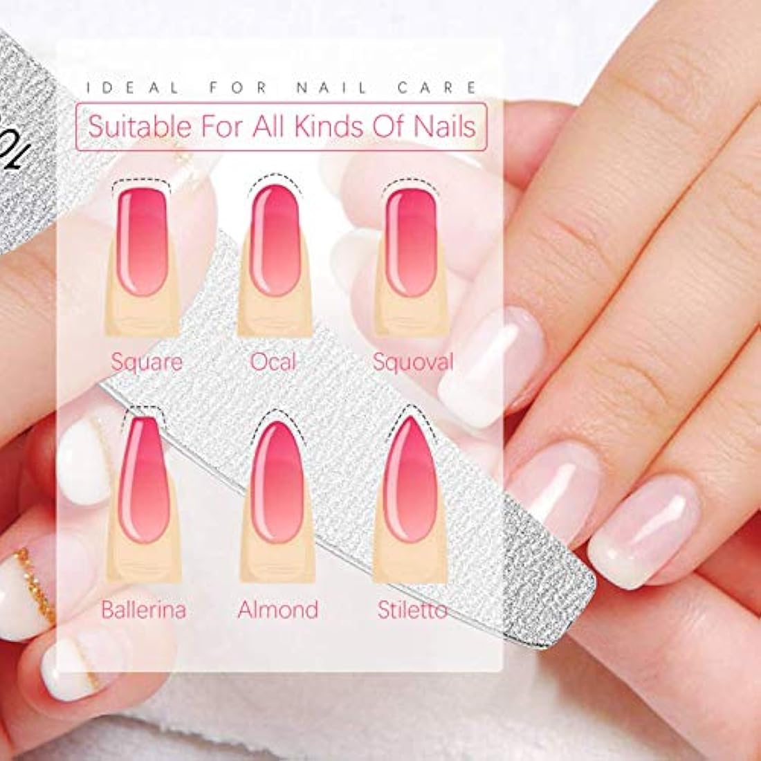 Professional Nail Files 16 Pcs Double Sided Emery Board(100/180 Grit) Manicure Tools Nail File - Natural Gel and Acrylic Nails for Home and Salon Use