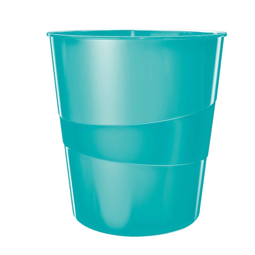 Leitz 15 Litre Waste Bin, Plastic, Wow Range, Metallic Ice Blue
