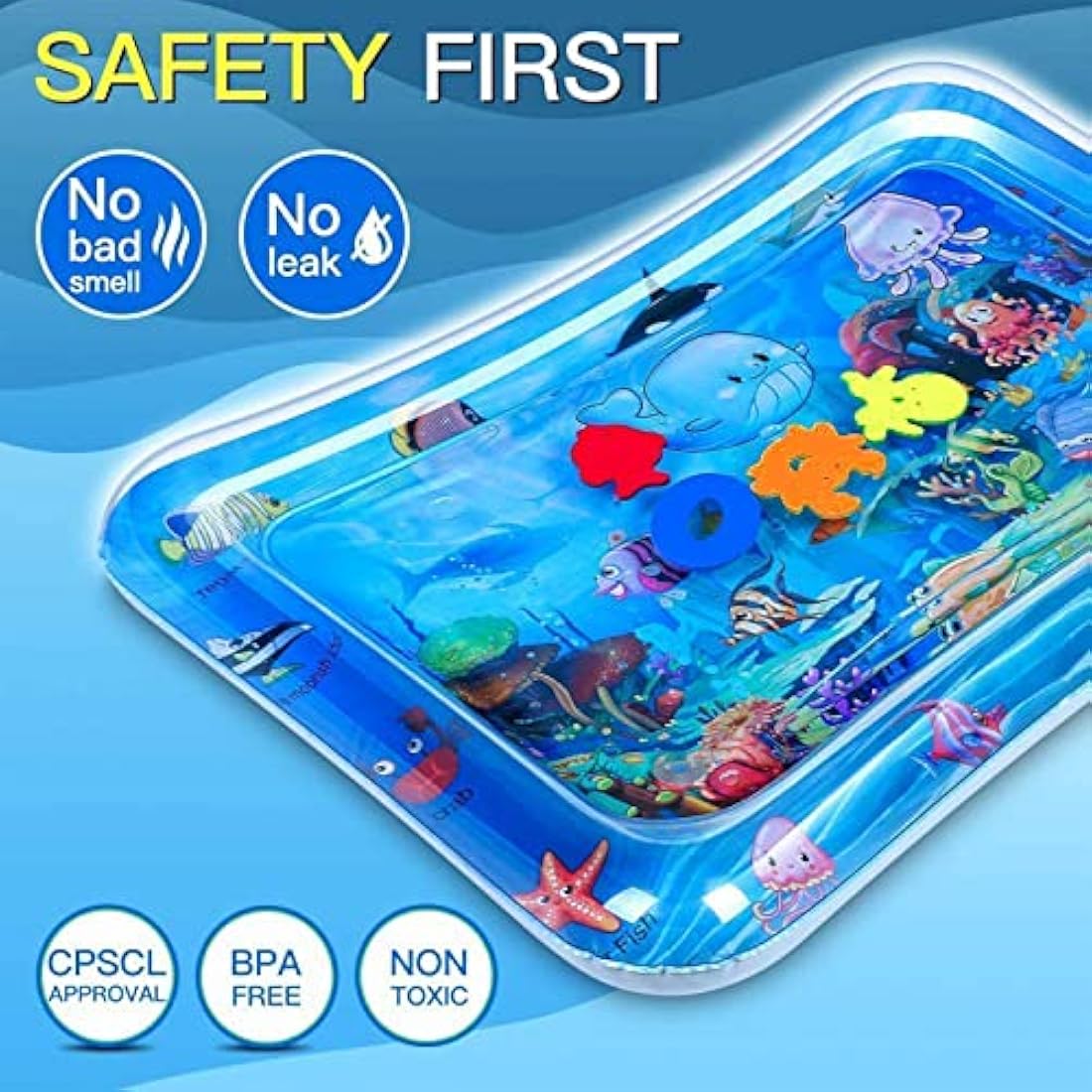 Wendergo Tummy Time Mat Inflatable Water Mat Baby Playmat Sensory Toy Early Development Activity Pad for Infants & Toddlers 3 6 9 Months Newborn Girls Boys