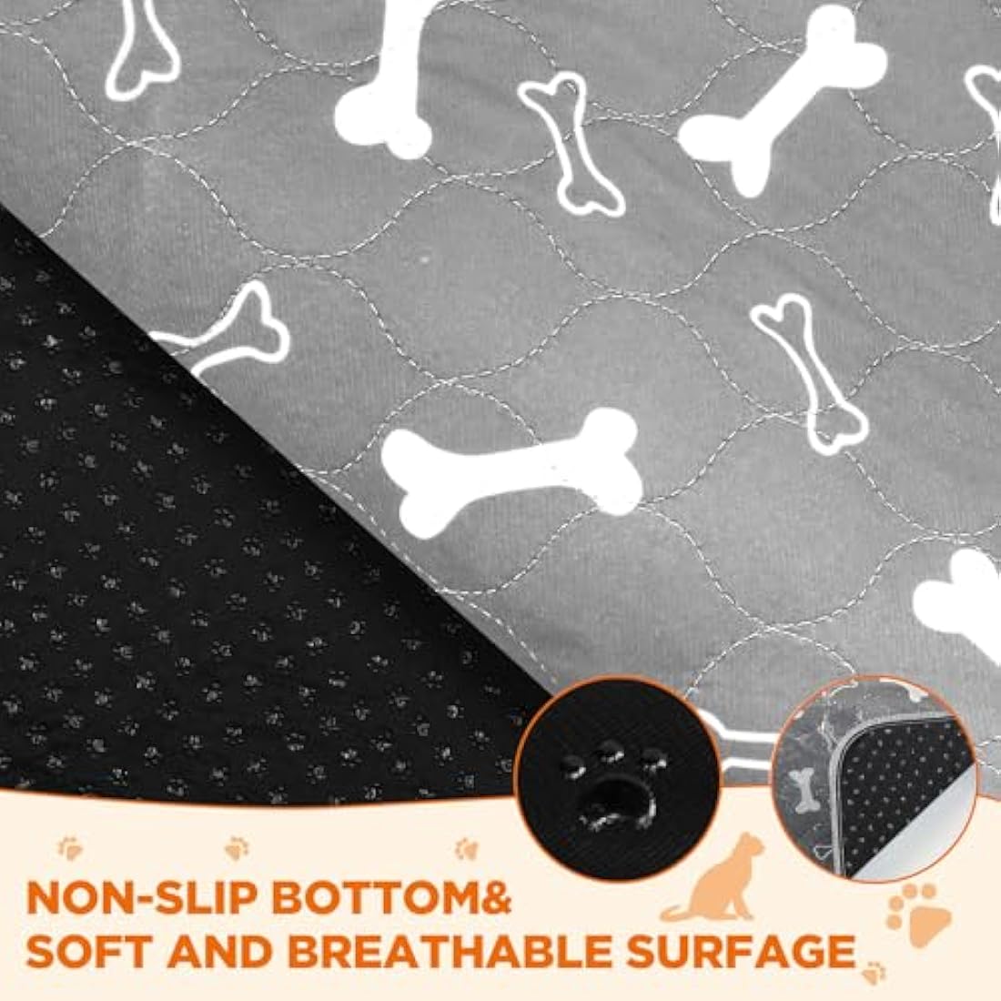 Baodan Puppy Pads Washable, 2 Pack Reusable Puppy Training Pads, Super Absorbent Waterproof Dog Mat Pee Pads for Dogs, Fast Drying Training Pads for Home, Car, Travel - 152x122 cm