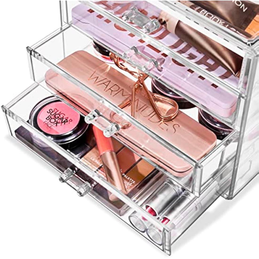 Sorbus Makeup Organizer - 4 Drawer Acrylic Make Up Organizers and Storage for Cosmetics, Jewelry, Beauty Supplies, Clear Makeup Organizer for Vanity, Girl's Room, College Dorm, Counter, Bathroom Sink